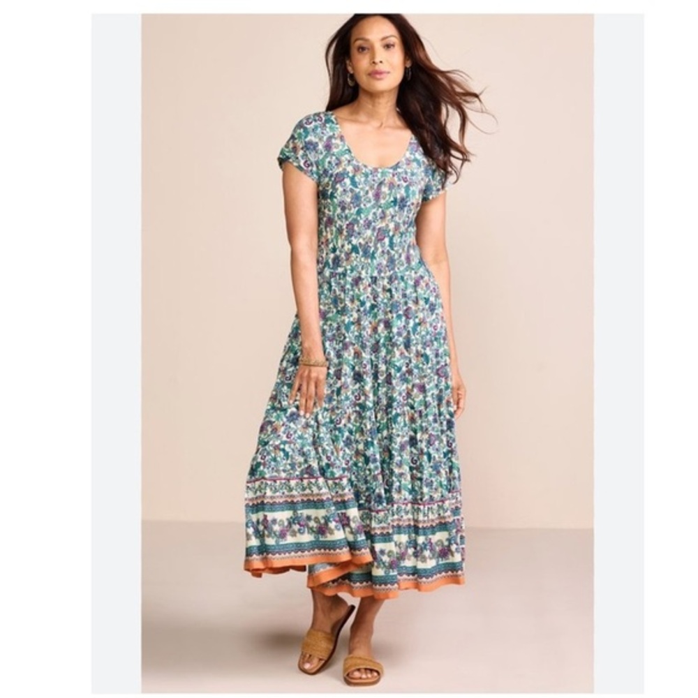 Soft Surroundings Casual tiered full skirt Dress paisley floral cottage core
